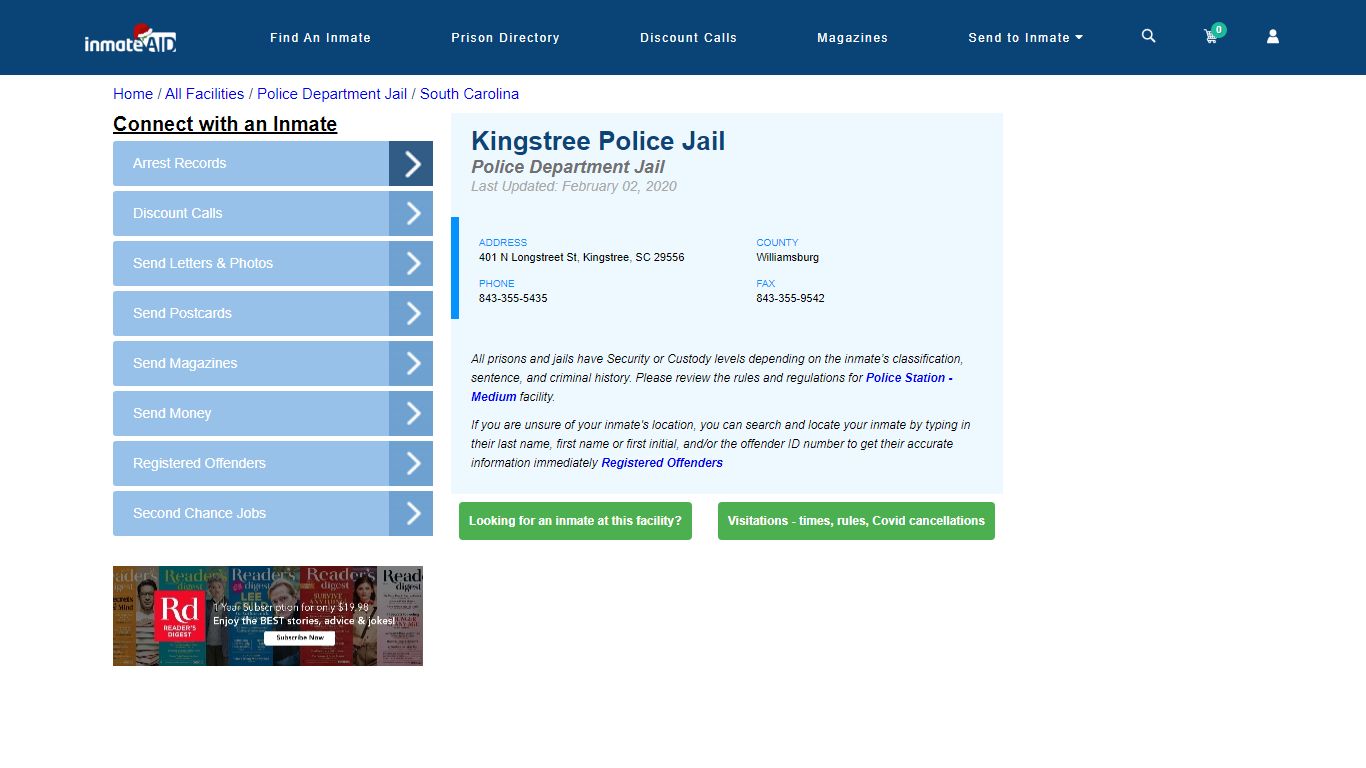 Kingstree Police Jail & Inmate Search - Kingstree, SC