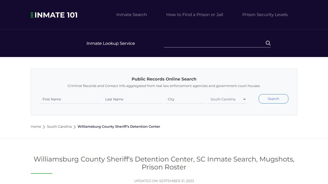 Williamsburg County Sheriff's Detention Center, SC Inmate Search ...