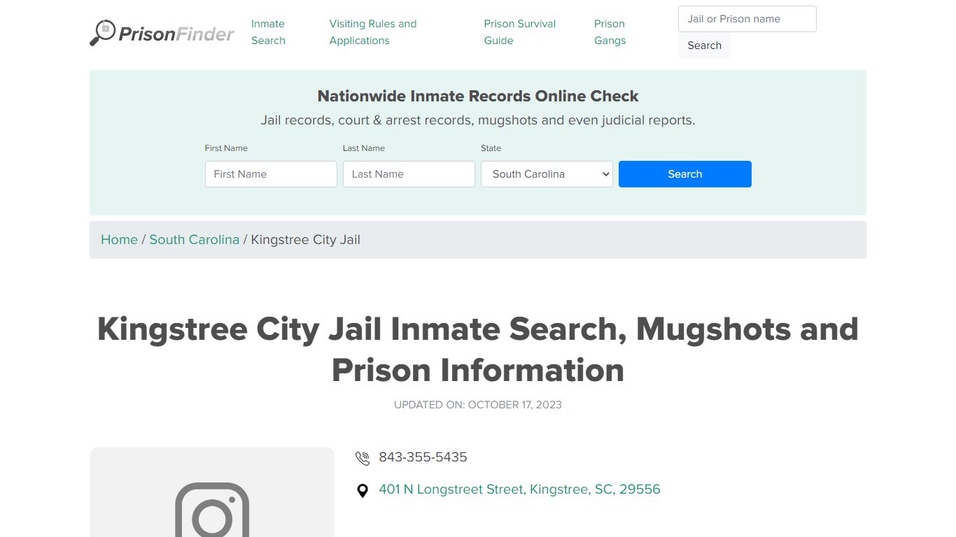 Kingstree City Jail Inmate Search, Mugshots, Visitation, Phone no ...